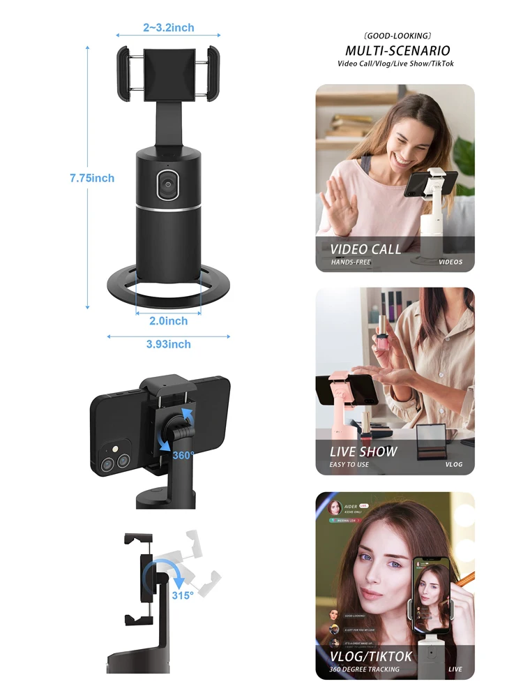 360° Rotation Mobile Holder Smart Robot Cameraman