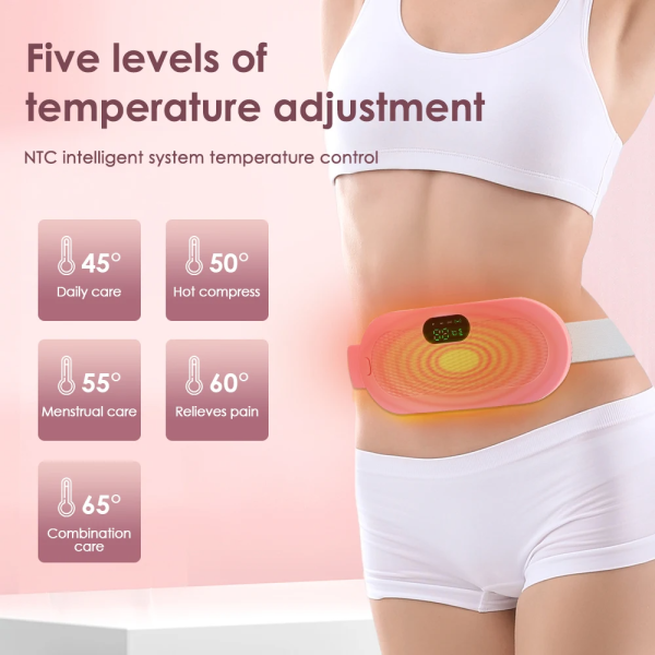 Electric Period Cramp Massager Vibrating Heating Belt for Menstrual Colic Relief Pain Waist Stomach Abdominal Warm Palace Belt