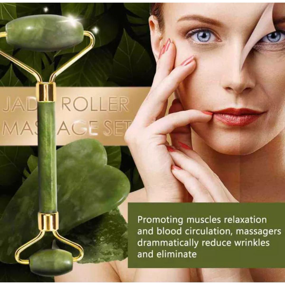 Face Jade Roller and Gua Sha Stone SET (Anti Aging)